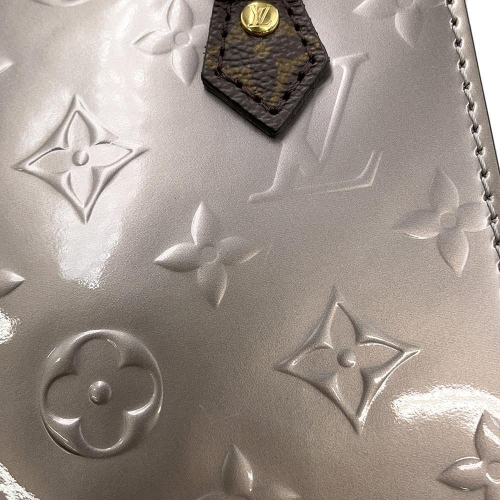 LOUIS VUITTON Petit Sac Plat MetalicTaupe GreyM90564 Monogram Vernis Leather