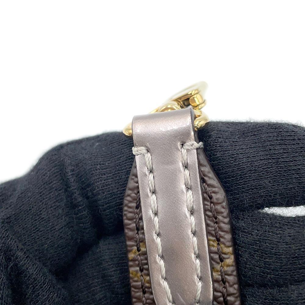 LOUIS VUITTON Petit Sac Plat MetalicTaupe GreyM90564 Monogram Vernis Leather