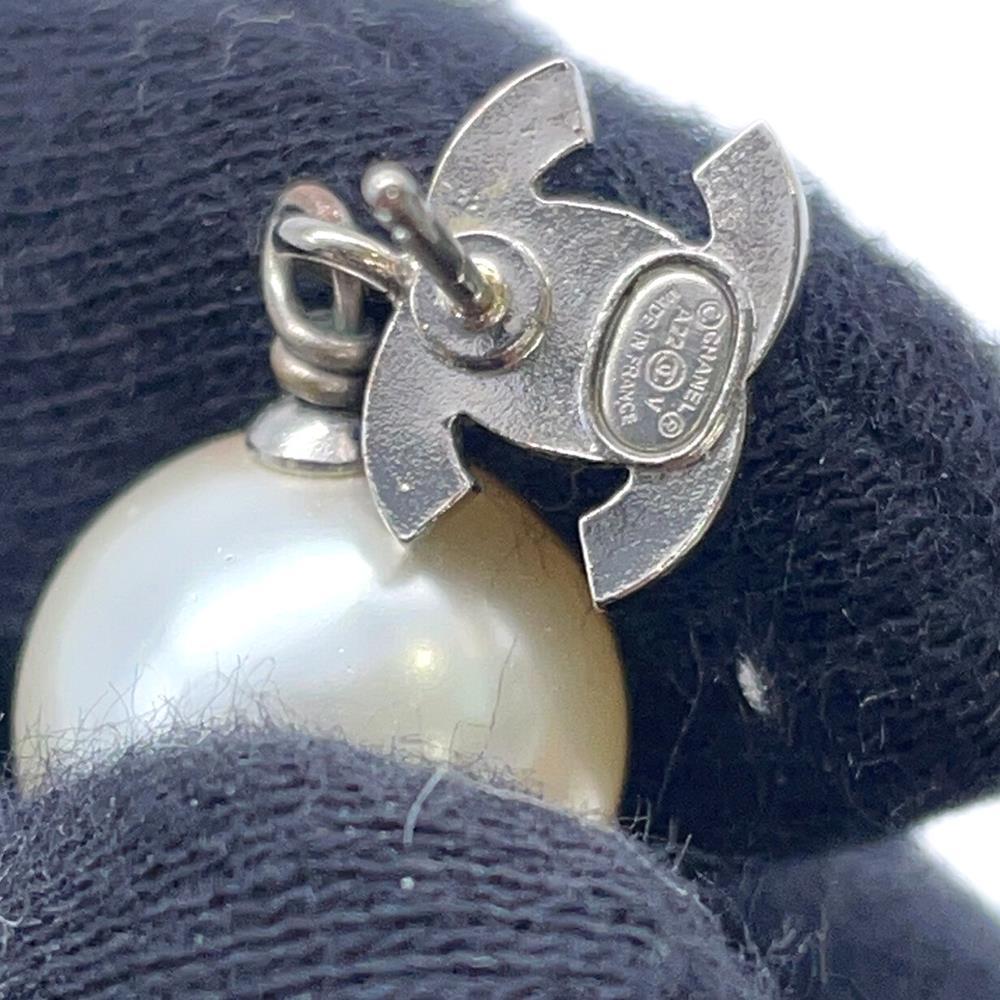 CHANEL CC Logo Faux Pearl Earrings SilverA36138 Metal