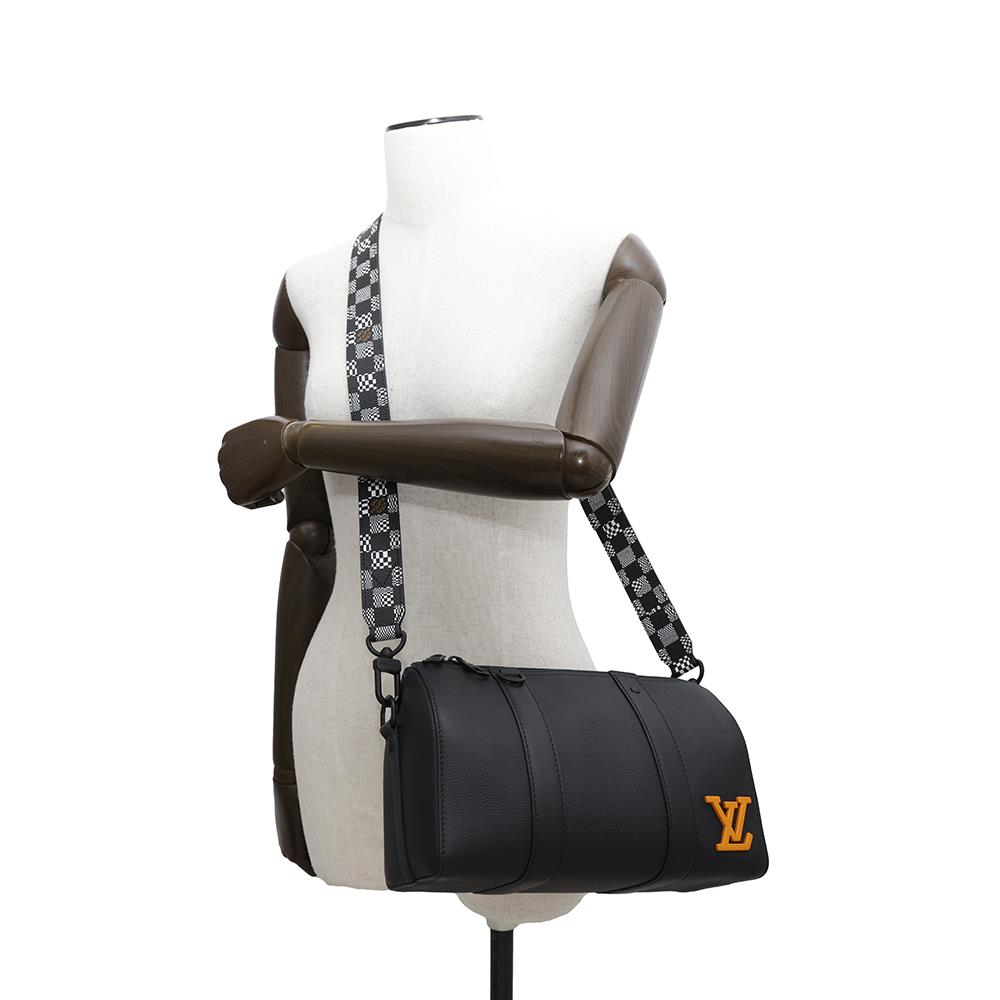 LOUIS VUITTON City・Keepall NoirM57417 Grain Leather Damier - Distorted