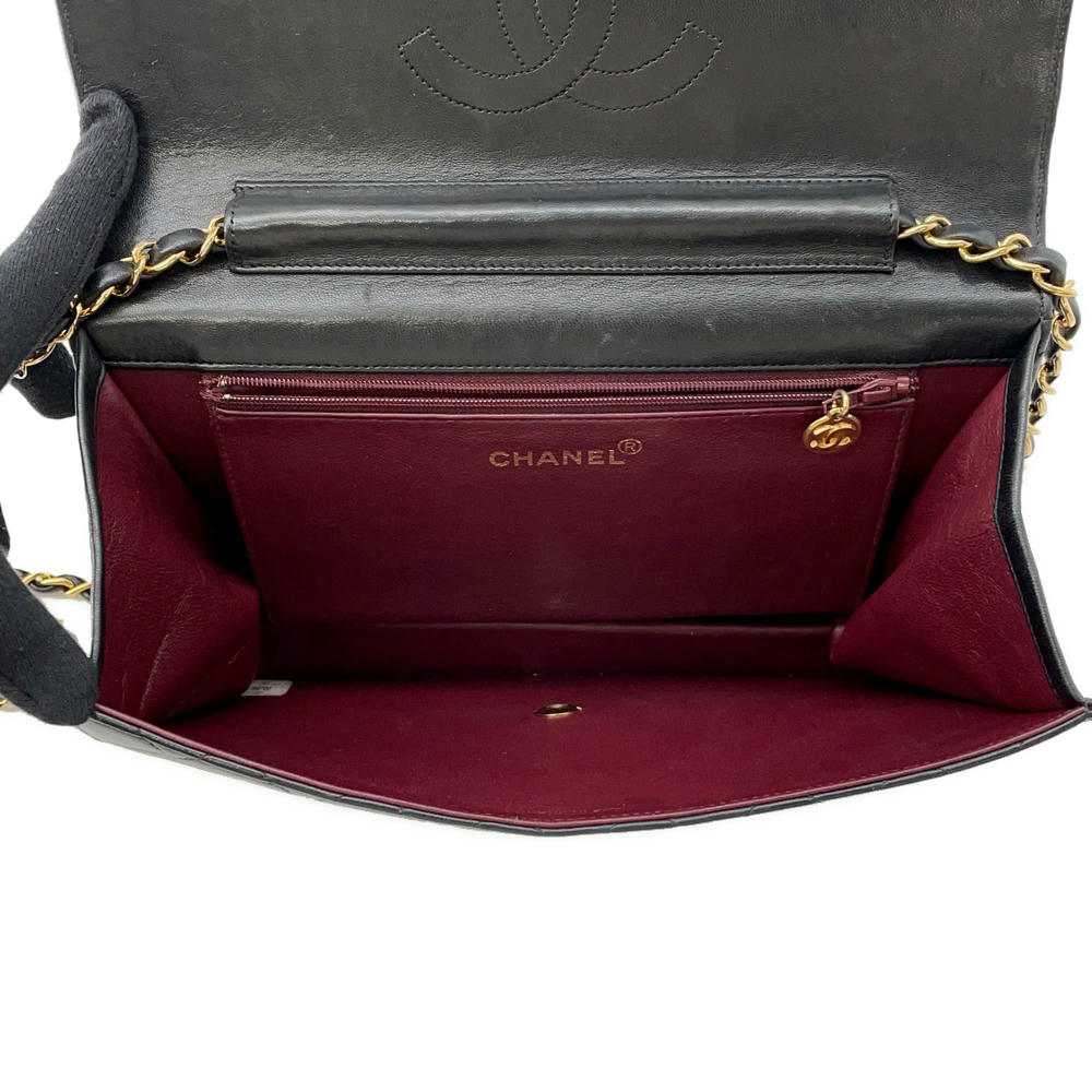 CHANEL Matelasse Push Lock ChainShoulder Bag Black Lambskin