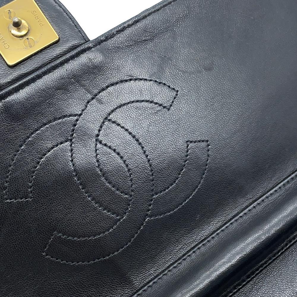 CHANEL Matelasse Push Lock ChainShoulder Bag Black Lambskin