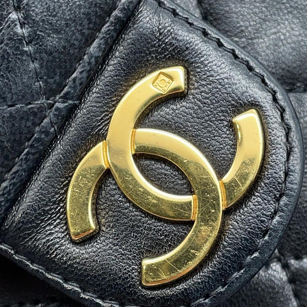 CHANEL Matelasse Push Lock ChainShoulder Bag Black Lambskin