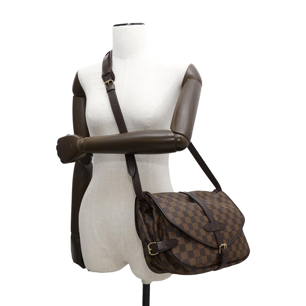 LOUIS VUITTON Saumur SPO RedN48081 Damier Ebene Canvas Size 30