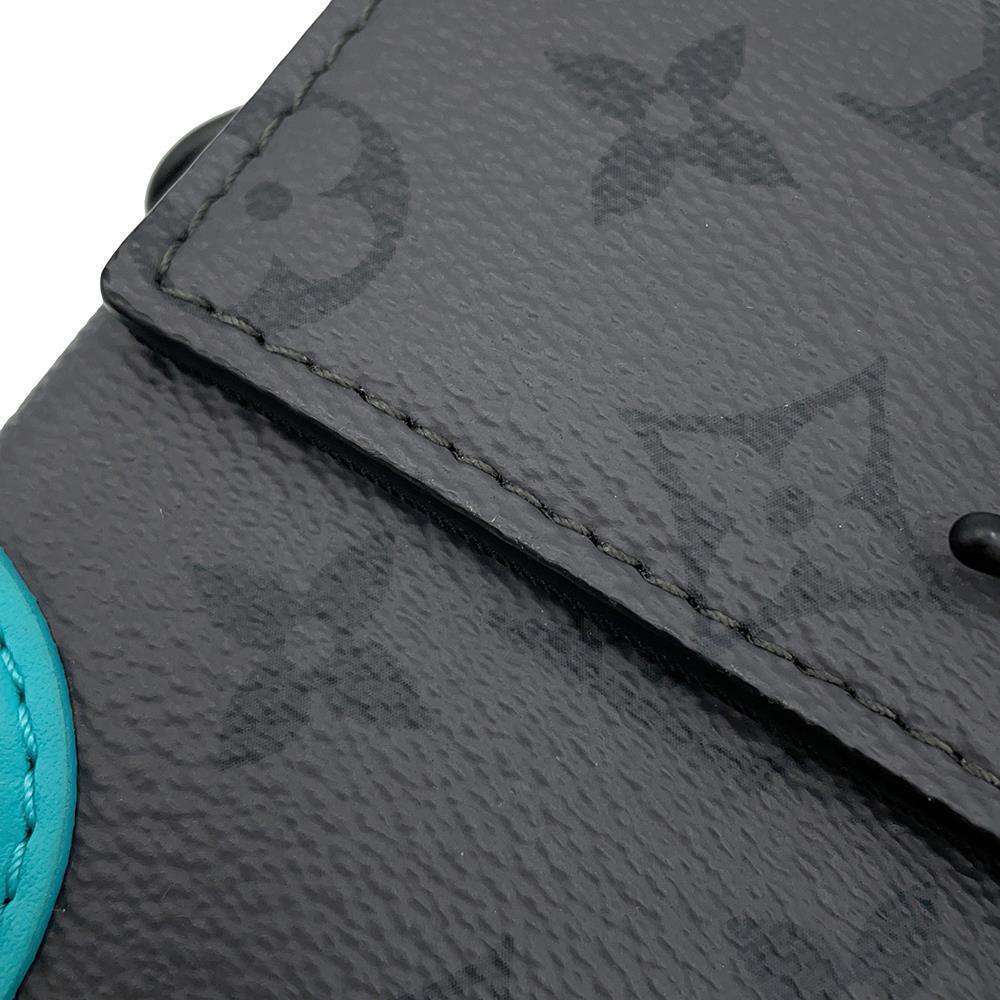 LOUIS VUITTON Steamer Wearable Wallet Gray/TurquoiseM11496 Monogram Eclipse Reverse