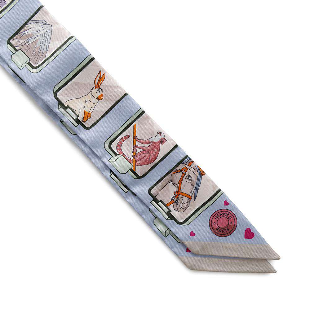 HERMES Twilly HERMES STORY HERMES STORY Blue Pale/Rose/Vert Silk100%