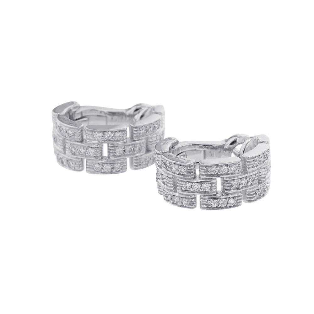 CARTIER Maillon PANTHERE Earrings 3 Row Pavé DiamondB8032600 18K White Gold