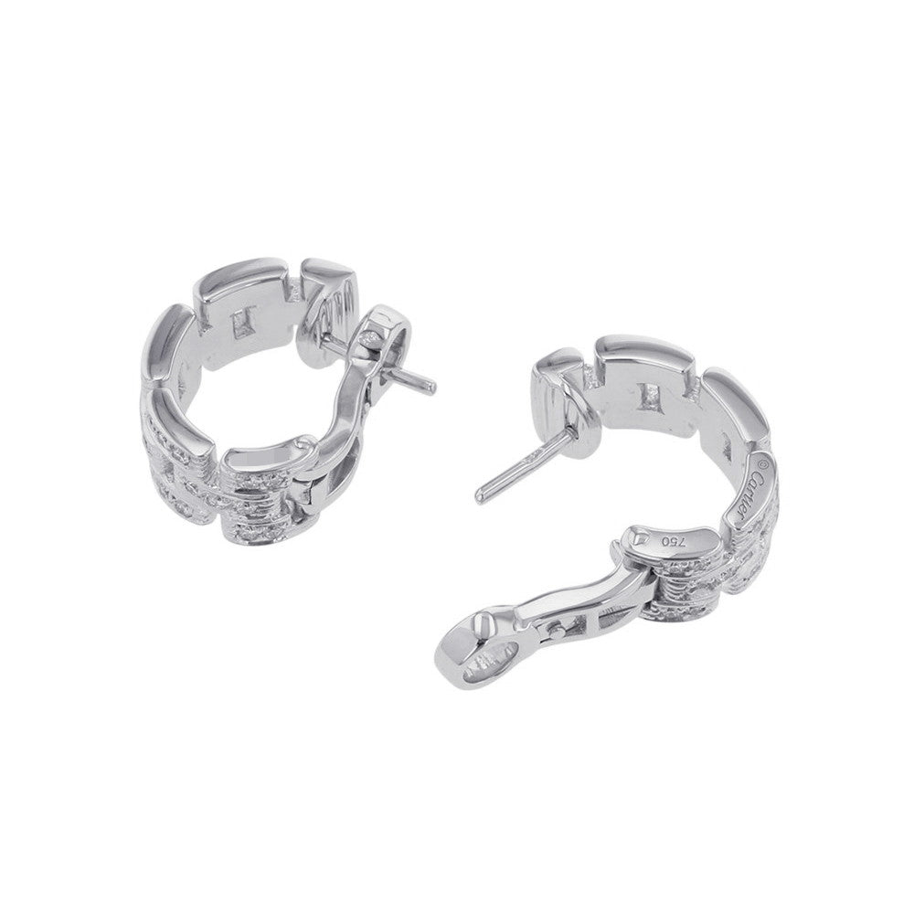CARTIER Maillon PANTHERE Earrings 3 Row Pavé DiamondB8032600 18K White Gold