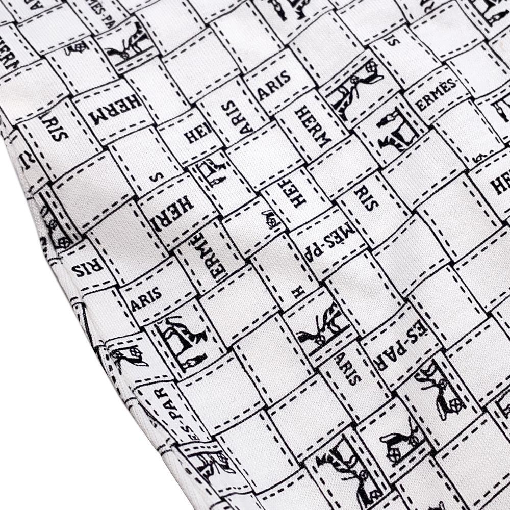 HERMES Bolduc Check T-Shirt Size 36 Blanc Casse Cotton100%