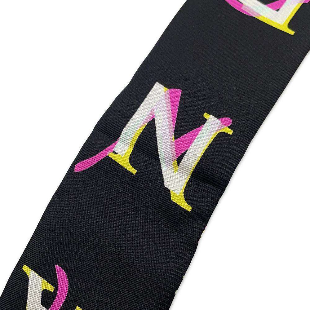 CHANEL CHANEL logo all-over print scarf Twilly Black/Multicolor Silk100%