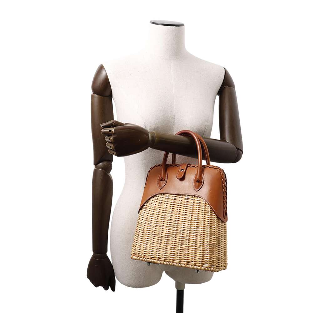 HERMES Bolit Picnic Natural/Fauve Willow Barenia Leather Size 24