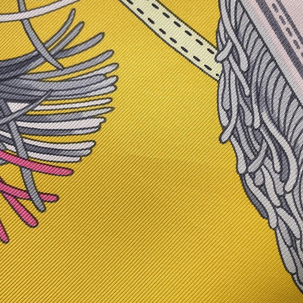 HERMES Scarf Carre Cliquetis Cliquetis Size 90 Jaune/Mauve/Multi Silk 100%