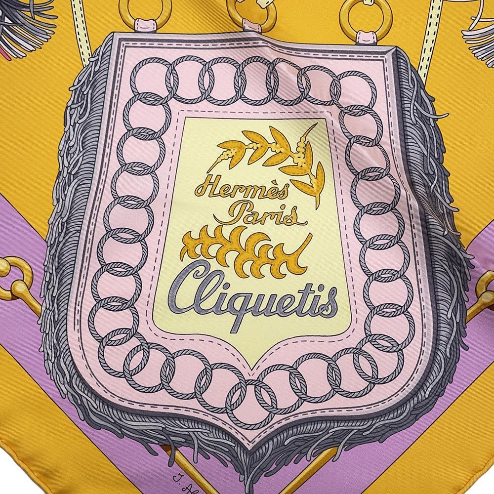 HERMES Scarf Carre Cliquetis Cliquetis Size 90 Jaune/Mauve/Multi Silk 100%