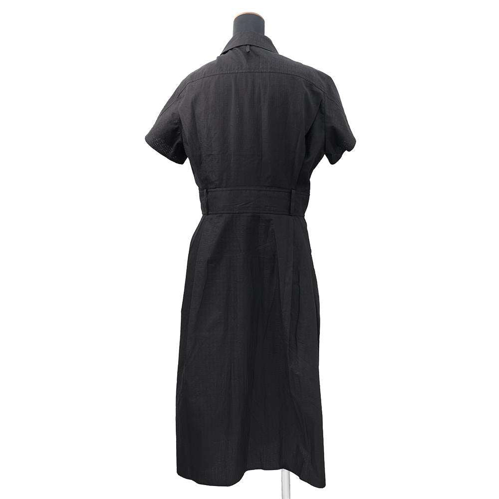 HERMES Zip-up Dress Mosaique motif Size 40 Black Cotton100%