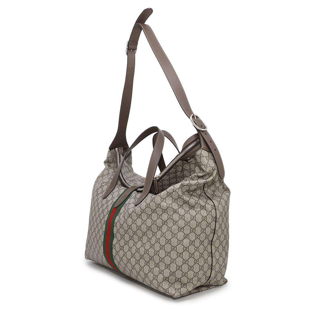 GUCCI Jackie1961 GG Supreme 2WAYTravel Bag Beige/Brown771343 PVC Leather