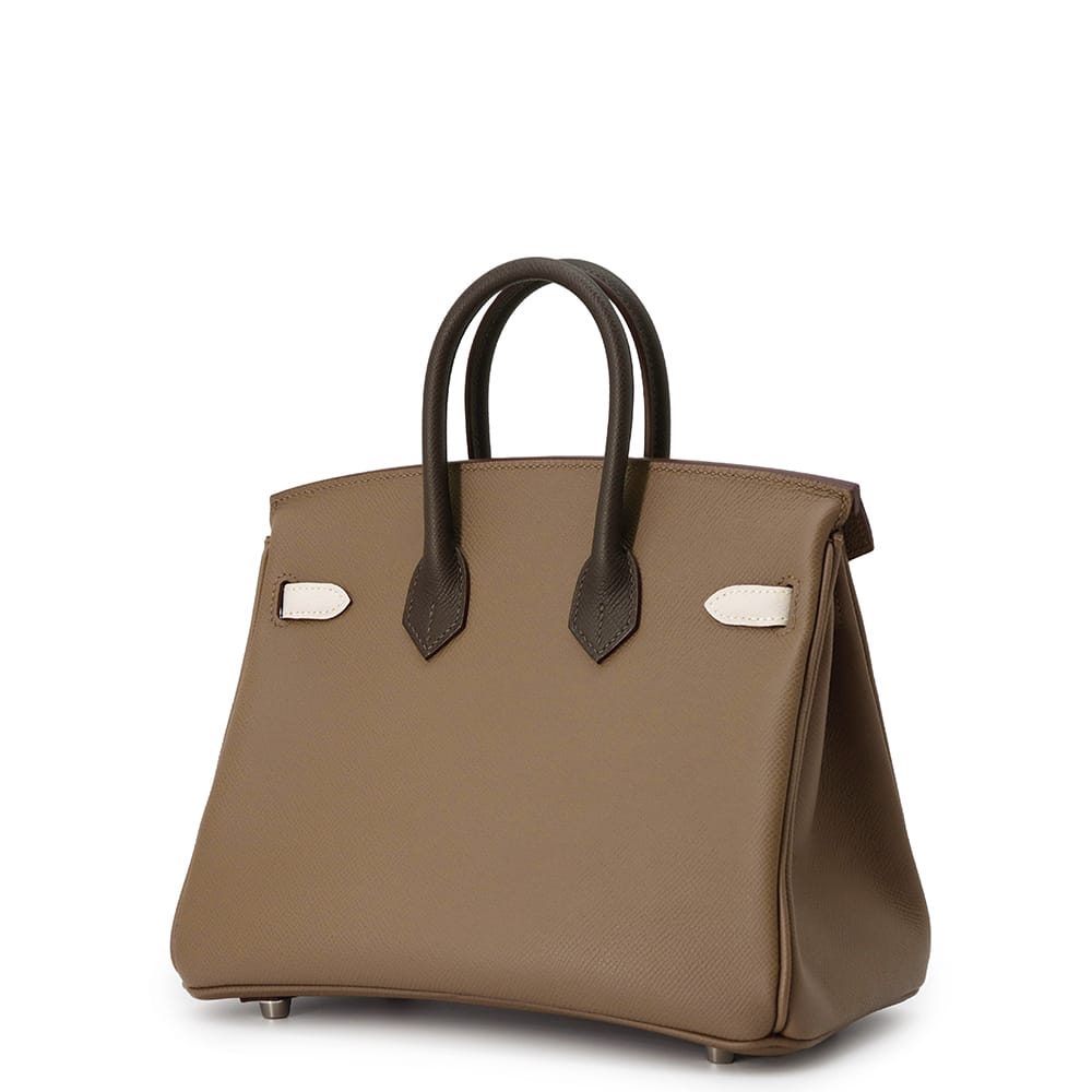 HERMES Birkin tricolor Etoupe/Gris Pale/Ecorce Epsom Size 25
