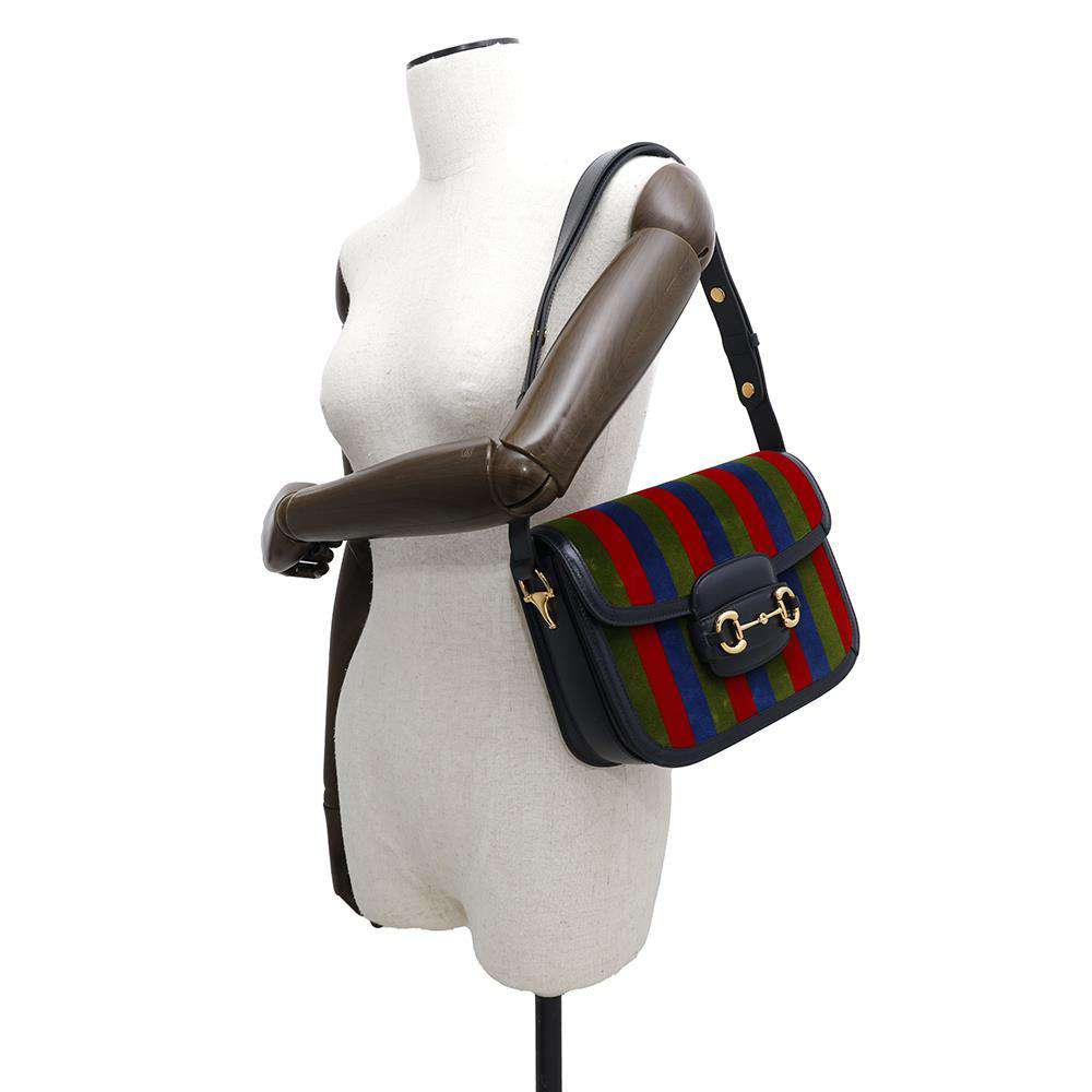 GUCCI Horsebit 1955 Navy/Multicolor602204 Velour Leather