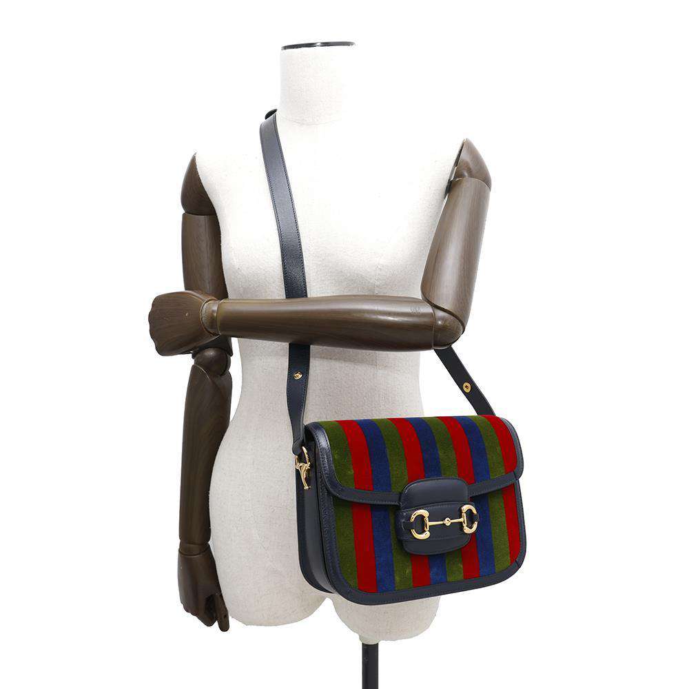 GUCCI Horsebit 1955 Navy/Multicolor602204 Velour Leather
