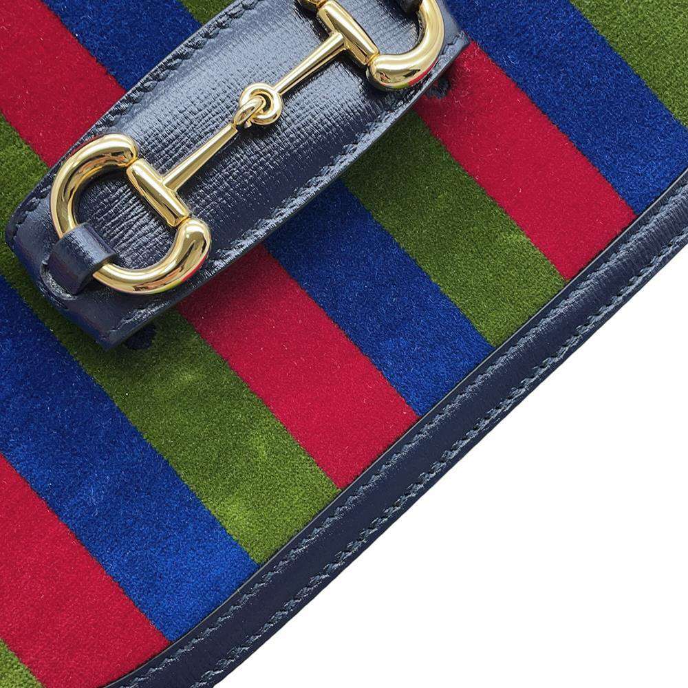 GUCCI Horsebit 1955 Navy/Multicolor602204 Velour Leather