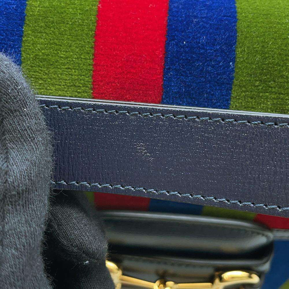 GUCCI Horsebit 1955 Navy/Multicolor602204 Velour Leather