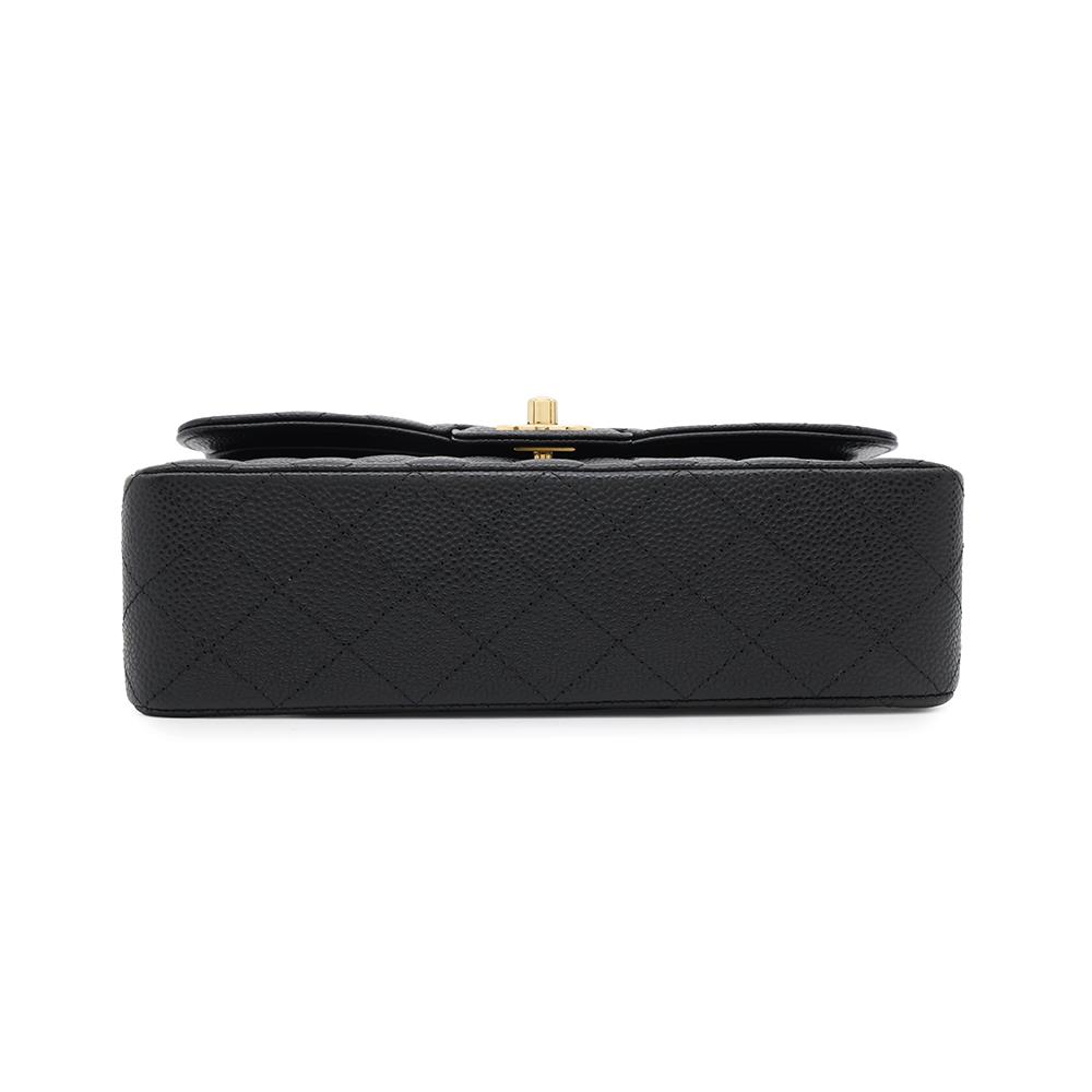 CHANEL Matelasse W flap WChainShoulder Bag BlackA01113 Caviar Leather Size 23