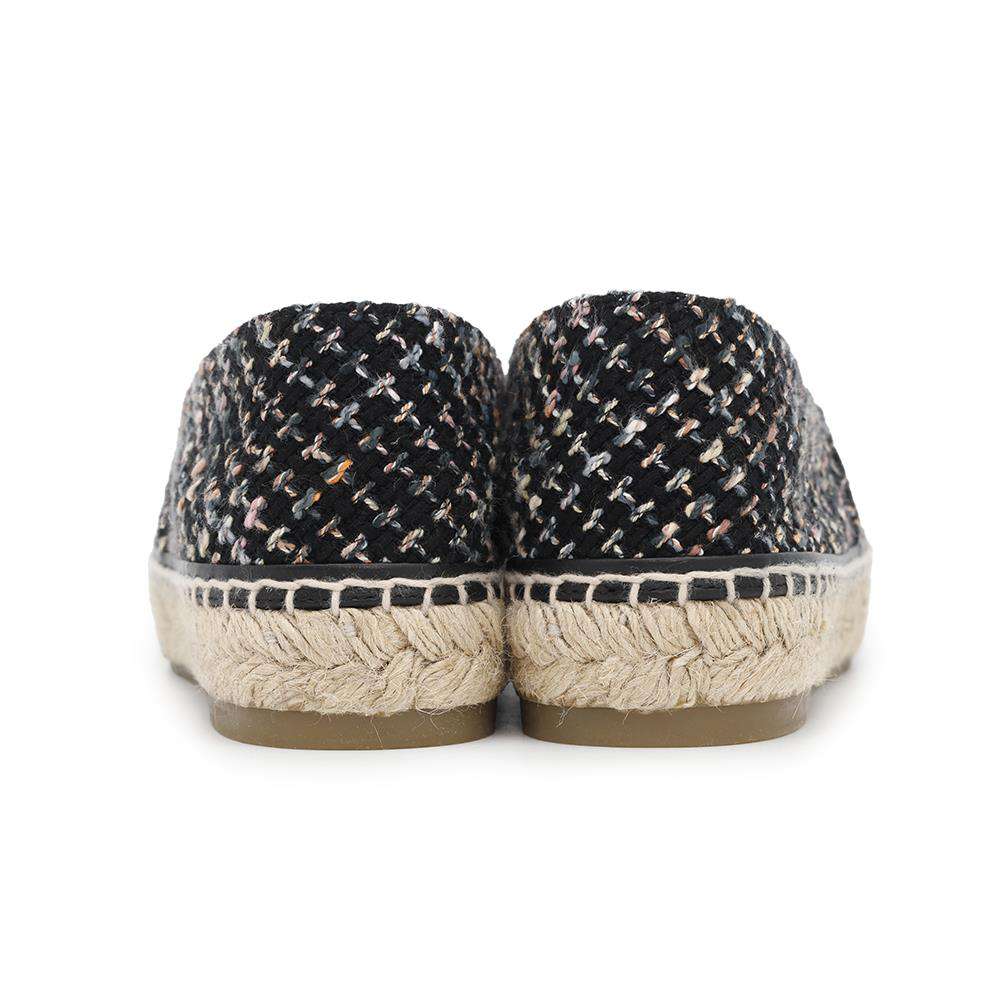 CHANEL Espadrilles Tweed BlackG29762 Cotton Enamel Size 39 C