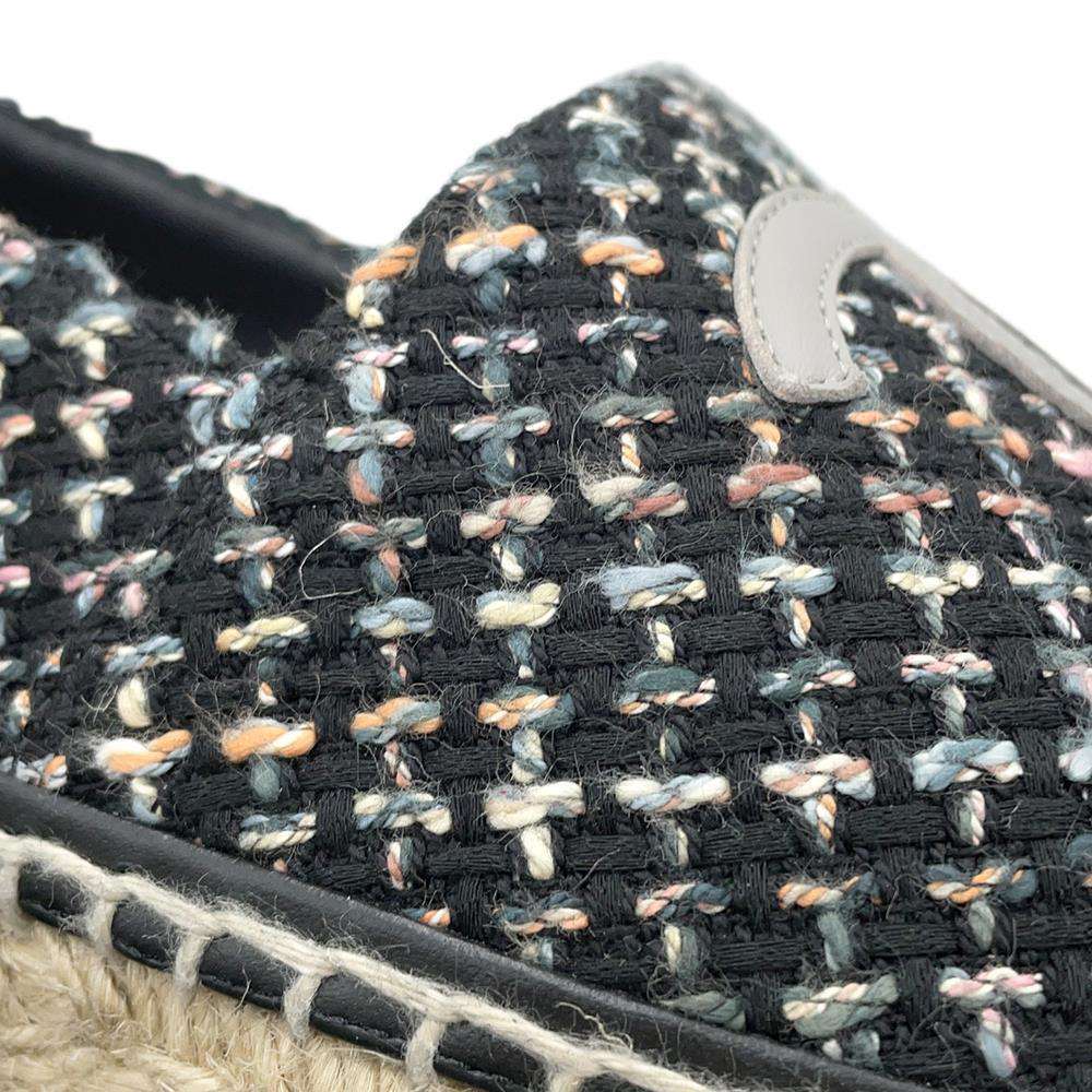 CHANEL Espadrilles Tweed BlackG29762 Cotton Enamel Size 39 C