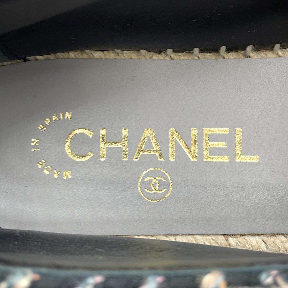 CHANEL Espadrilles Tweed BlackG29762 Cotton Enamel Size 39 C
