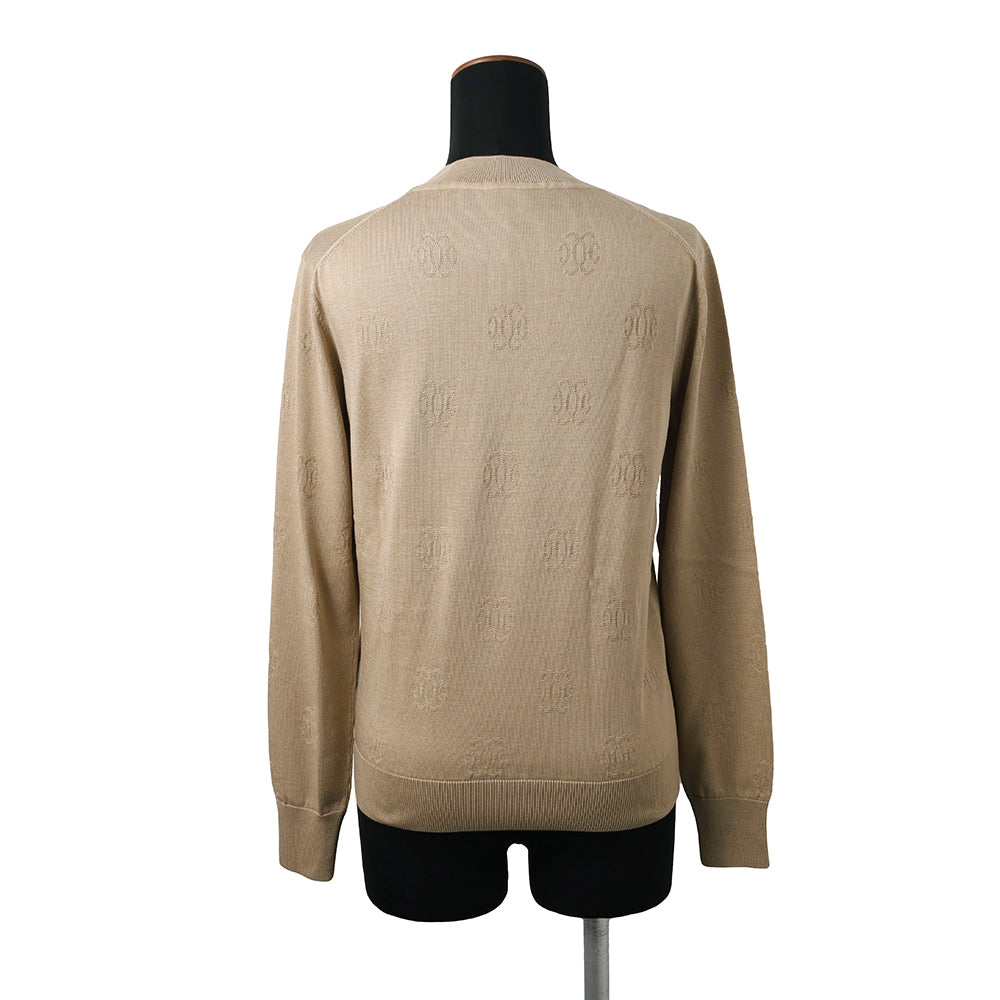 HERMES H-Lift Knit Long Sleeve Size 34 Beige Silk57% Cotton43%