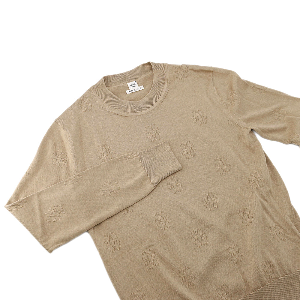 HERMES H-Lift Knit Long Sleeve Size 34 Beige Silk57% Cotton43%