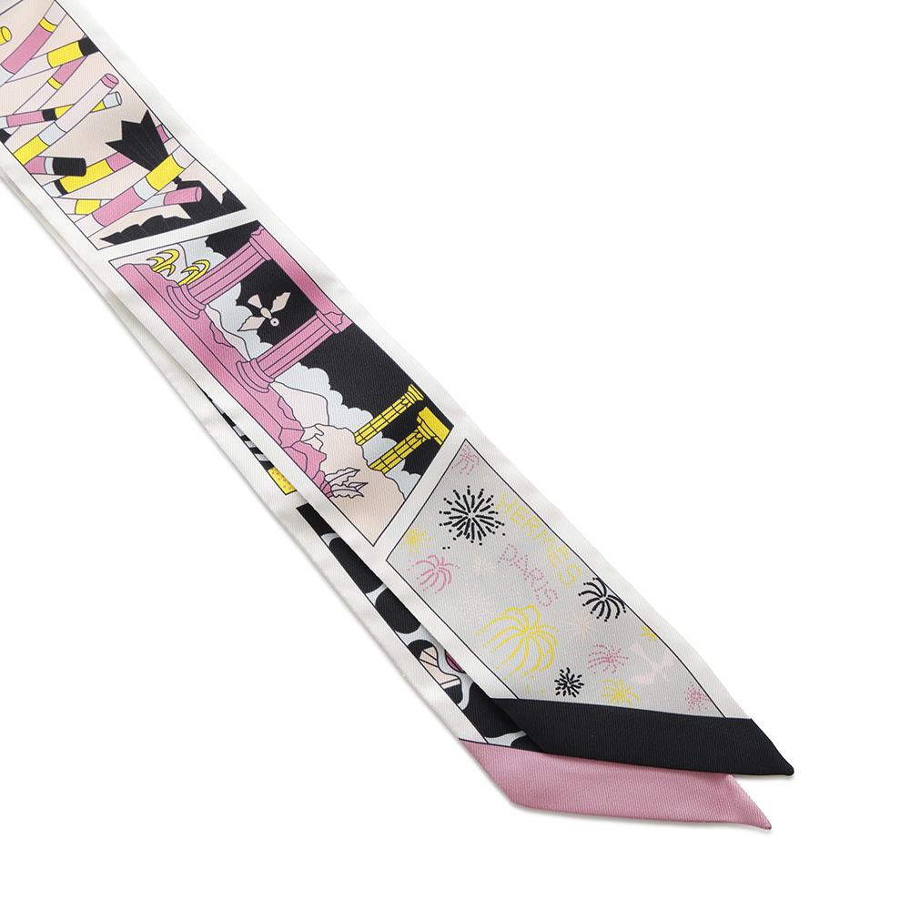 HERMES Twilly HERMES Factory Suite Black/Rose/Jaune Silk100%