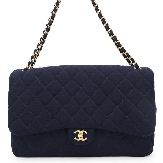 CHANEL Jumbo Matelasse ChainShoulder Bag NavyAS3788 Cotton