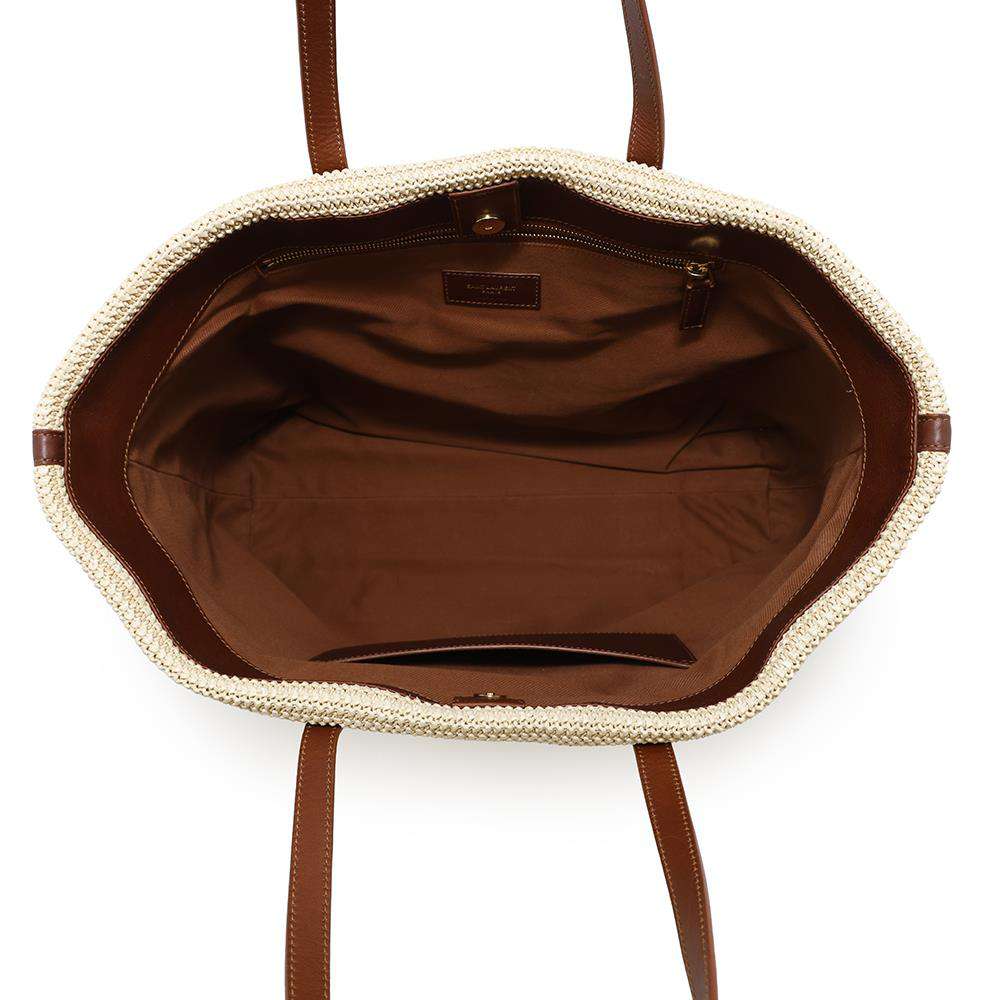 SAINT LAURENT PARIS Shopping tote Beige/Brown490793 Raffia Leather