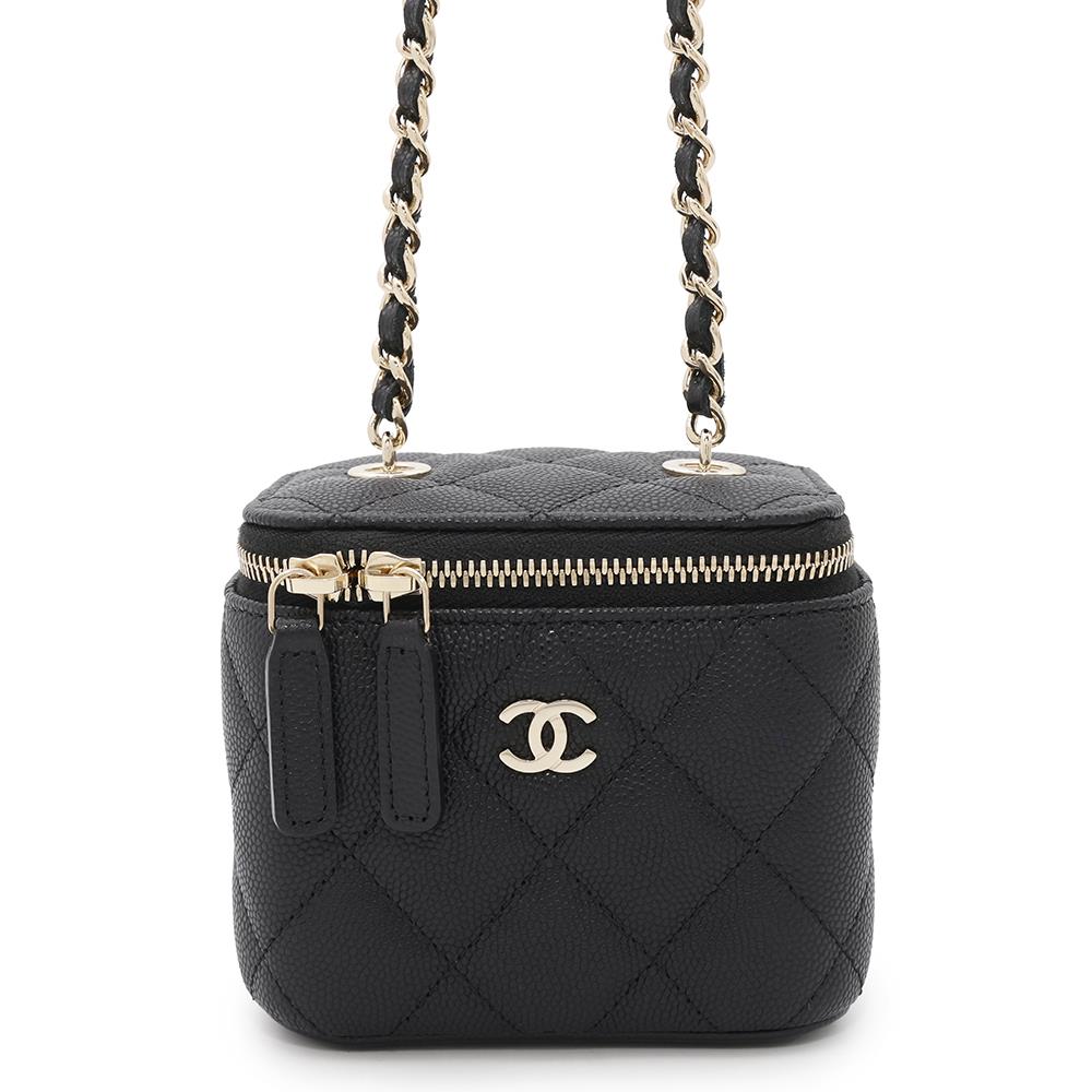 CHANEL Matelasse Vanity ChainShoulder Bag BlackAP1340 Caviar Leather Size Mini