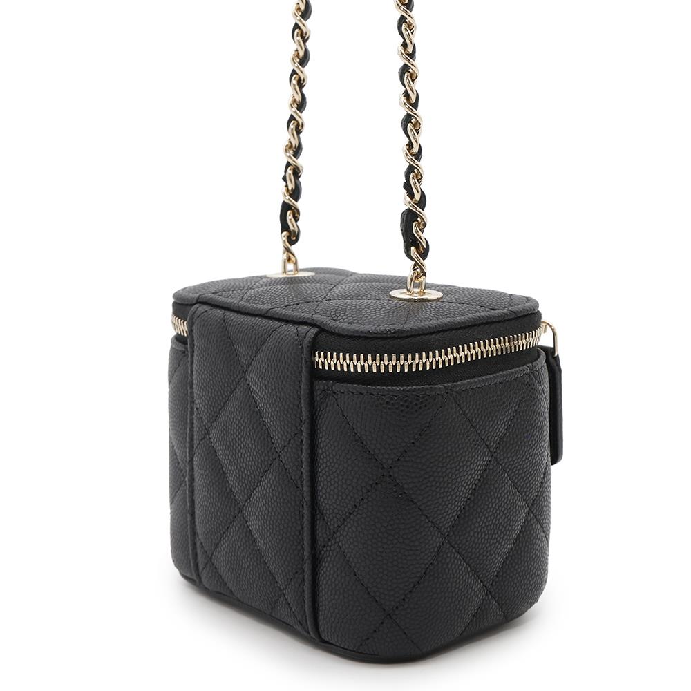 CHANEL Matelasse Vanity ChainShoulder Bag BlackAP1340 Caviar Leather Size Mini