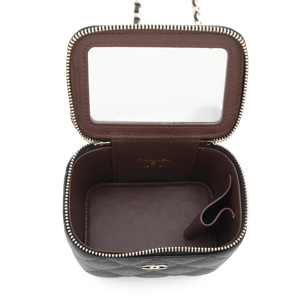 CHANEL Matelasse Vanity ChainShoulder Bag BlackAP1340 Caviar Leather Size Mini