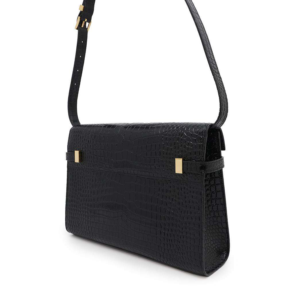 SAINT LAURENT PARIS Manhattan Black579271 Croco embossed leather