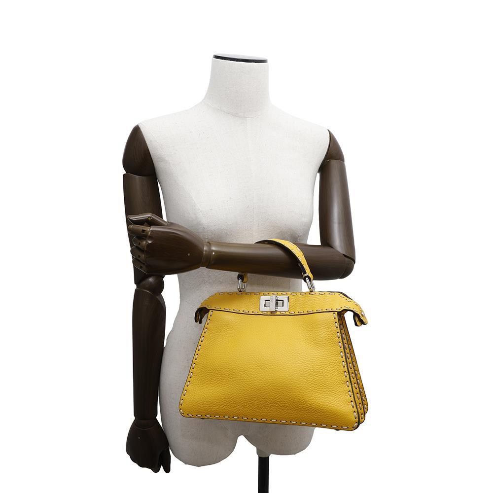 FENDI Peekaboo I See You 2WAY Bag Yellow8BN327 Leather Size Small