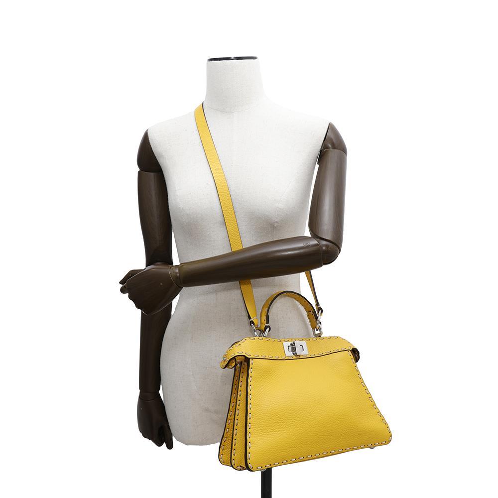 FENDI Peekaboo I See You 2WAY Bag Yellow8BN327 Leather Size Small