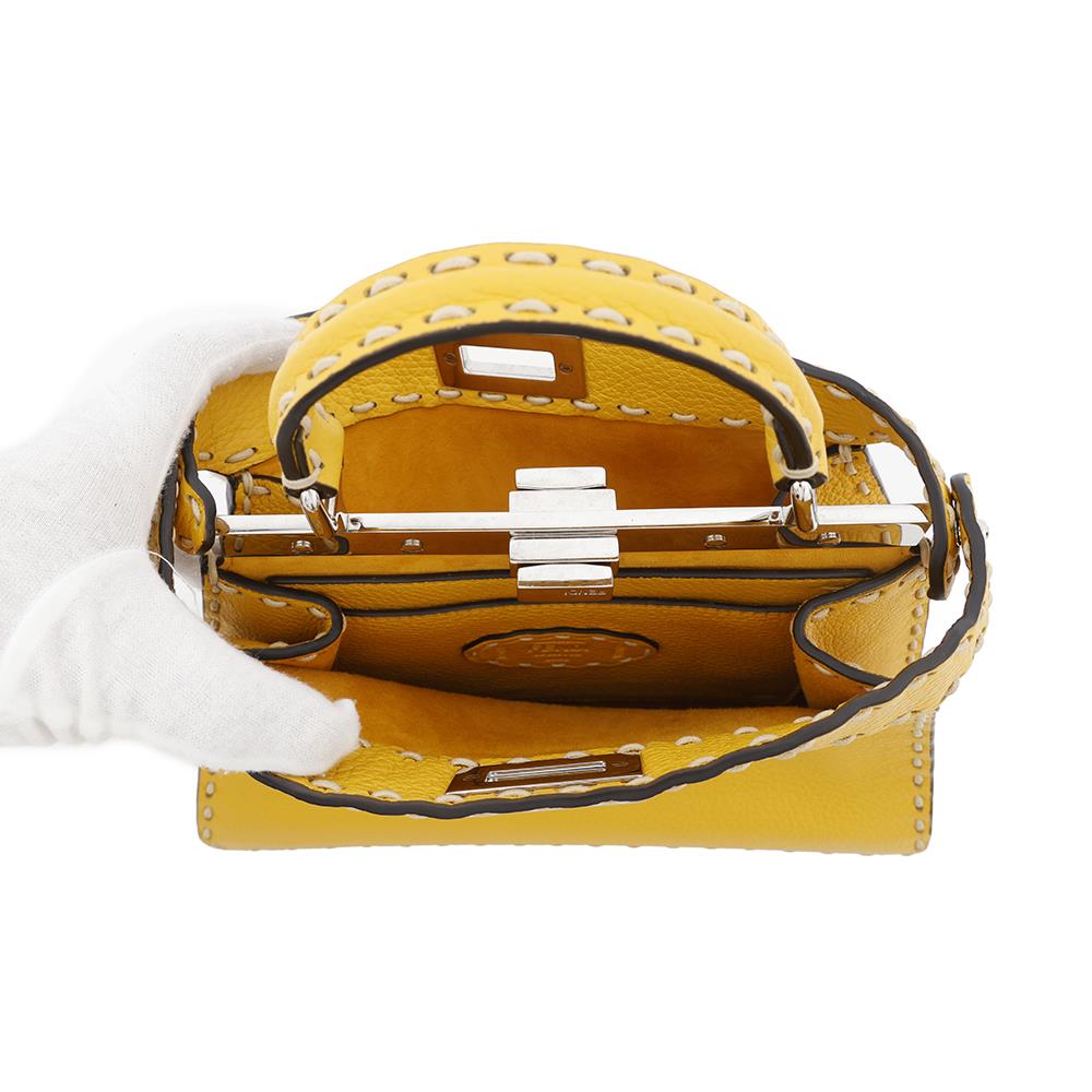 FENDI Peekaboo I See You 2WAY Bag Yellow8BN327 Leather Size Small