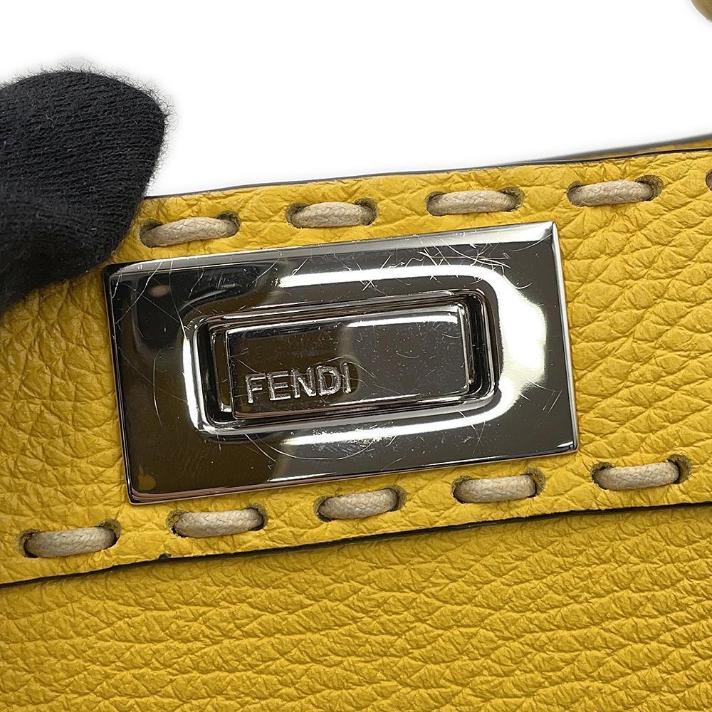 FENDI Peekaboo I See You 2WAY Bag Yellow8BN327 Leather Size Small