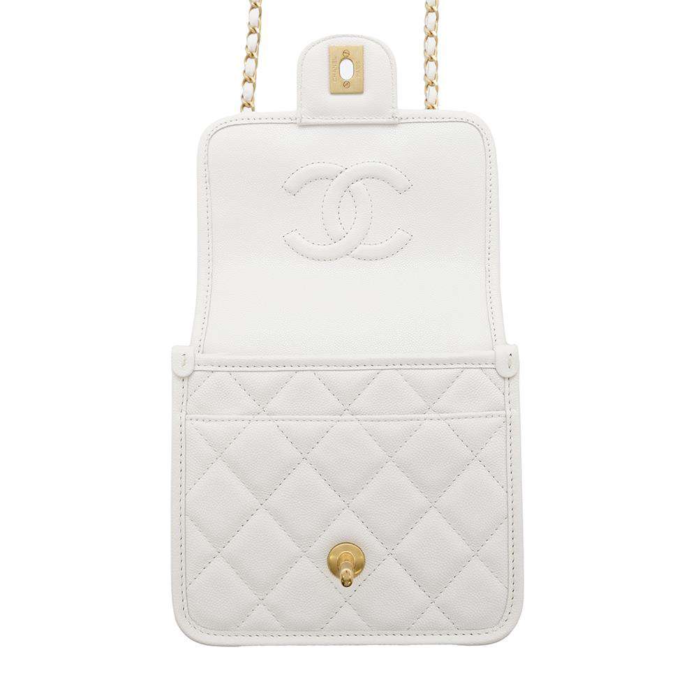 CHANEL Matelasse 2WAY ChainShoulder Bag WhiteAS3652 Caviar Leather