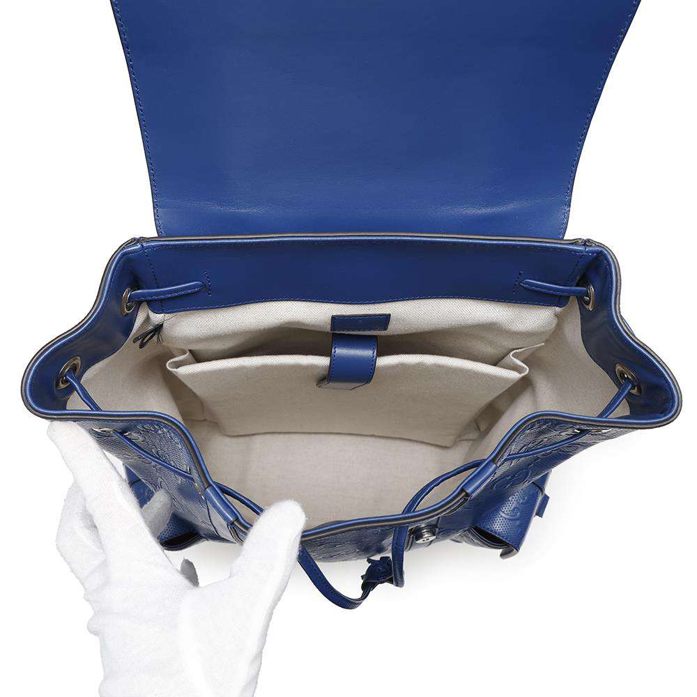 GUCCI GG Embossed Backpack Blue625770 Leather