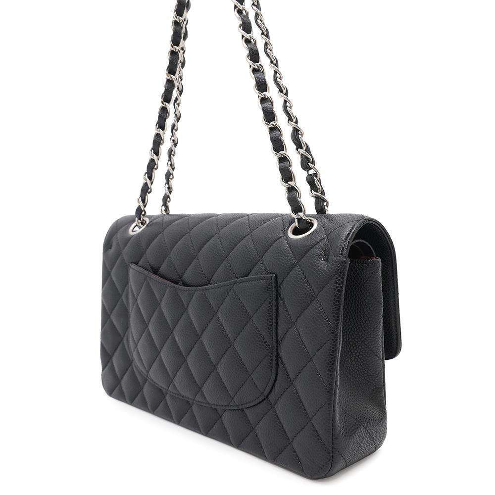 CHANEL Matelasse W flap ChainShoulder BlackA01112 Caviar Leather Size 25