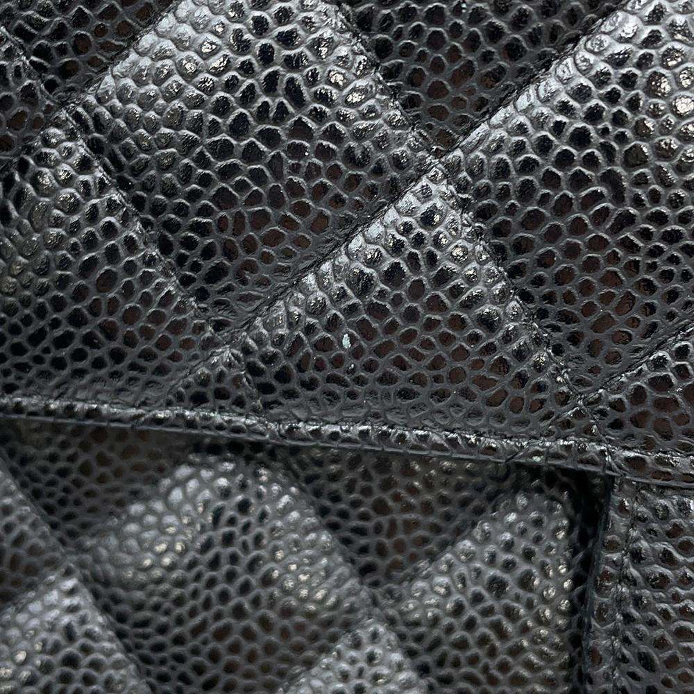 CHANEL Matelasse W flap ChainShoulder BlackA01112 Caviar Leather Size 25