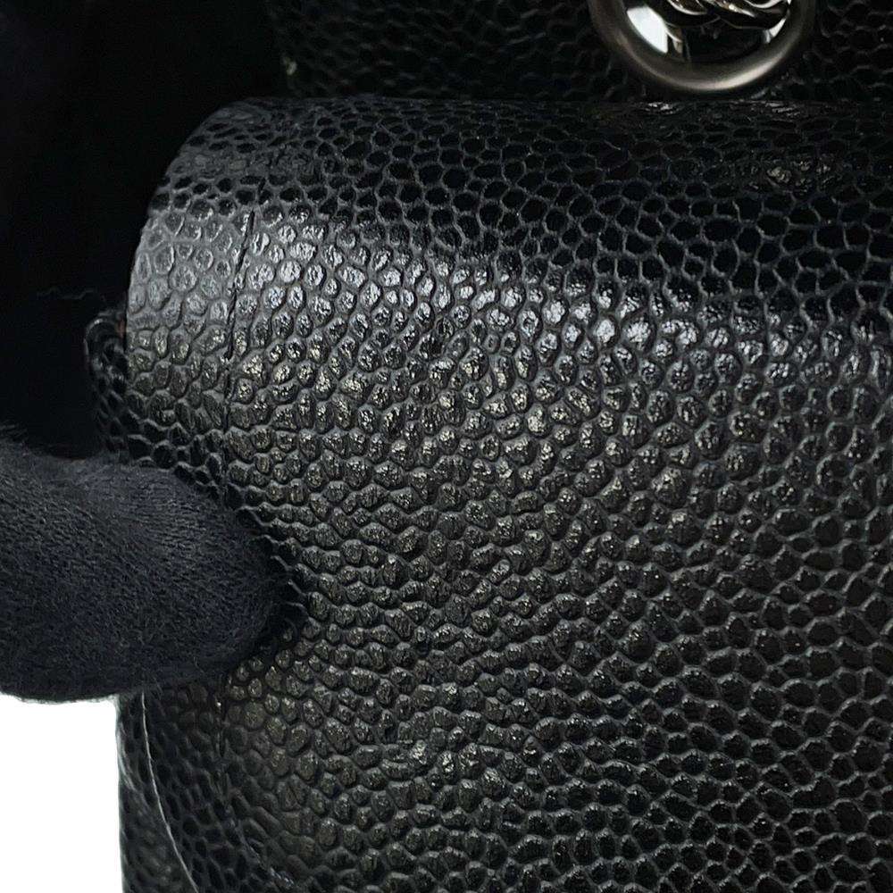 CHANEL Matelasse W flap ChainShoulder BlackA01112 Caviar Leather Size 25