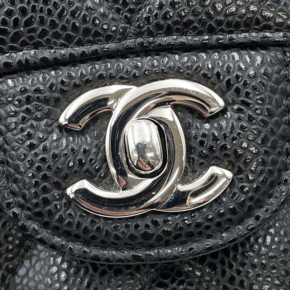 CHANEL Matelasse W flap ChainShoulder BlackA01112 Caviar Leather Size 25