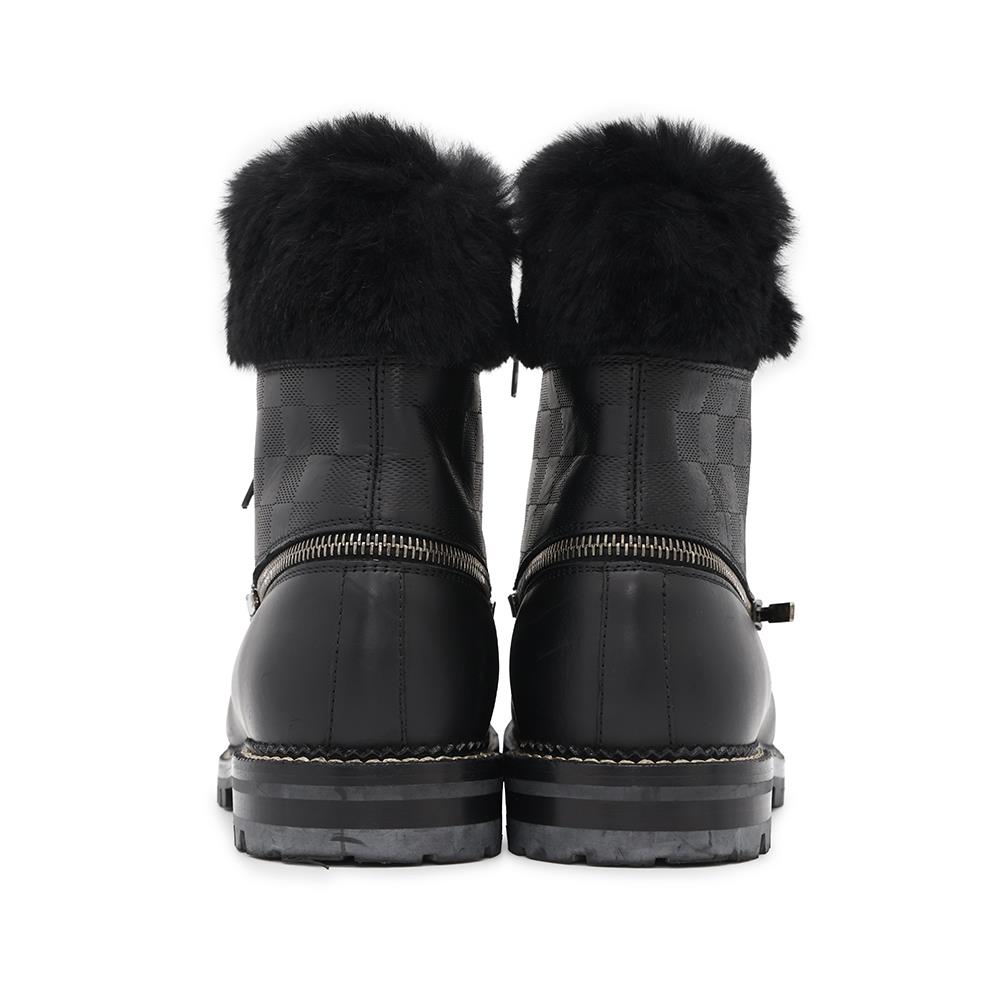 LOUIS VUITTON Tibetan line 2way lace-up boots Black Damier Infini Leather Fur Size 6 1/2