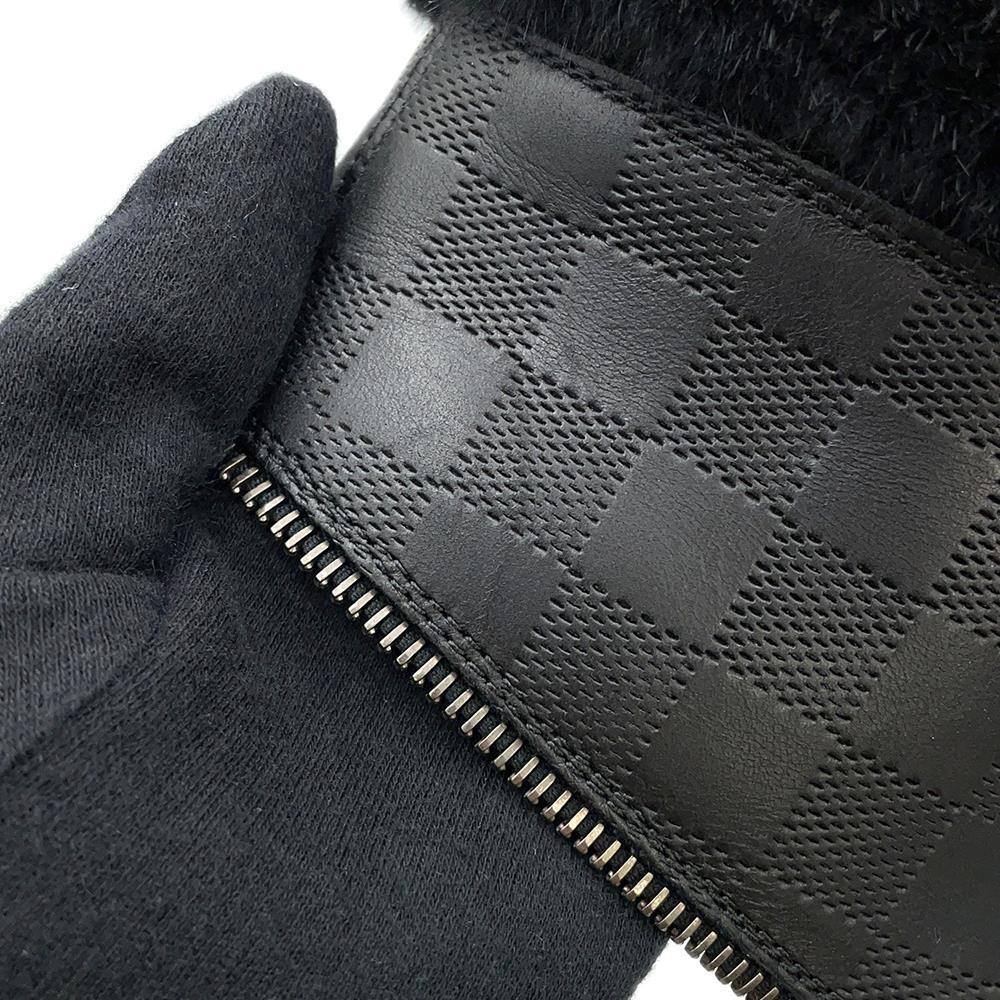 LOUIS VUITTON Tibetan line 2way lace-up boots Black Damier Infini Leather Fur Size 6 1/2