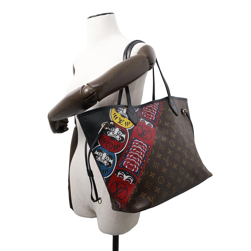 LOUIS VUITTON Neverfull_Daruma 2018 Japan Limited Edition Brown/MulticolorM43499 Monogram Kansai Yamamoto 2 Kola Gersquière Size MM